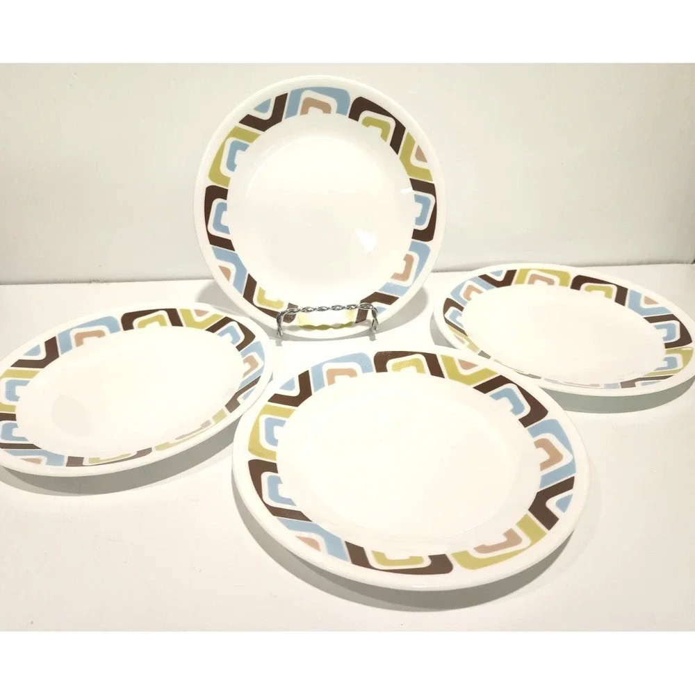 Corelle Squared Pattern  Salad Bread Plates (4)  Discontinued